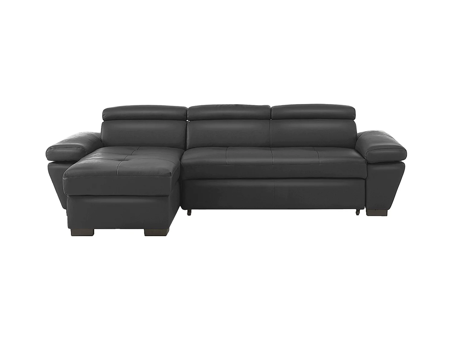 Canapé d'angle gauche convertible en cuir gris anthracite JONOVA