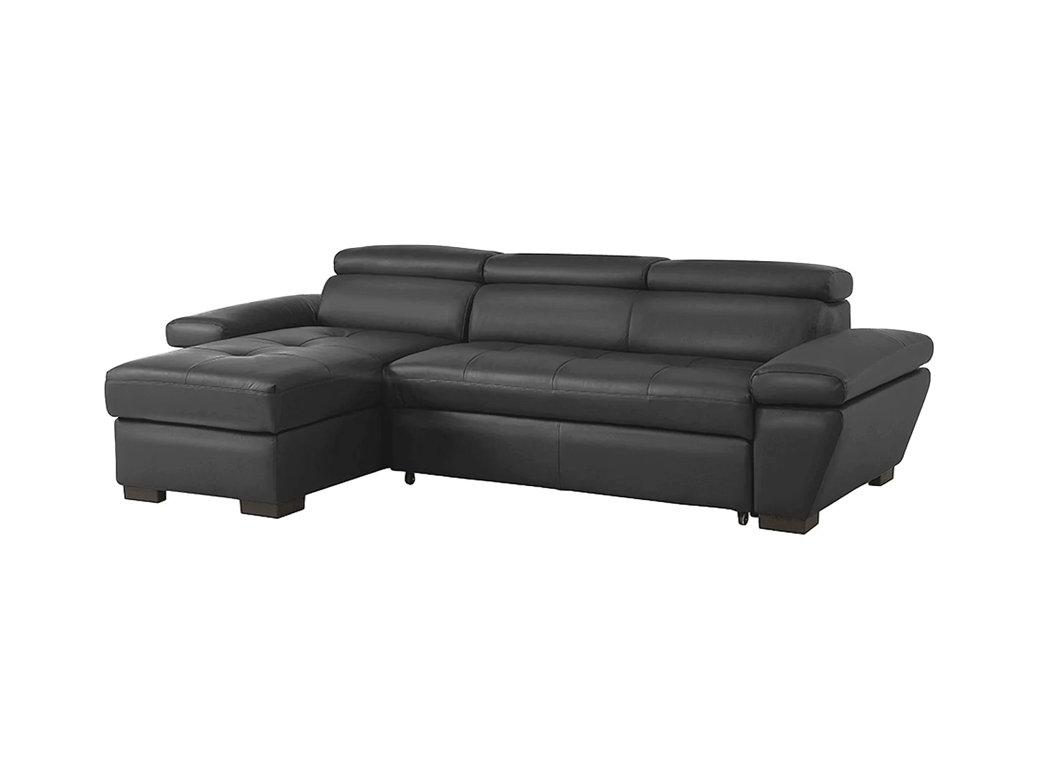 Canapé d'angle gauche convertible en cuir gris anthracite JONOVA