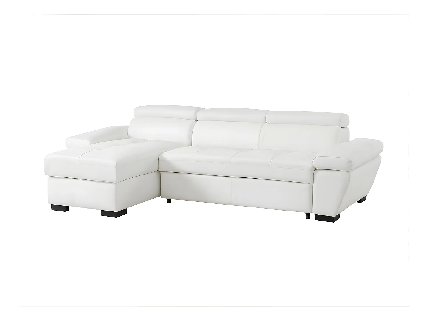 Divano letto angolare in pelle Bianco - Angolo a sinistra - JONOVA