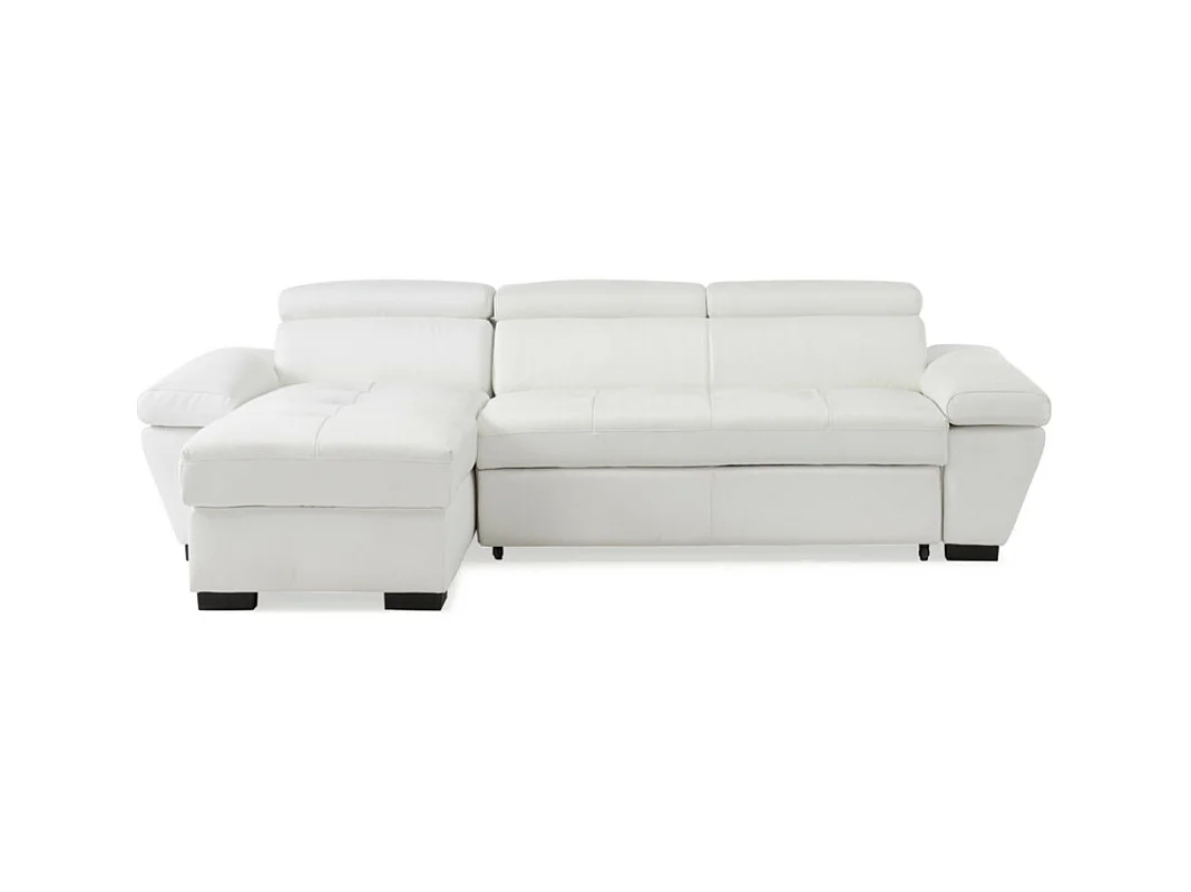 Divano letto angolare in pelle Bianco - Angolo a sinistra - JONOVA