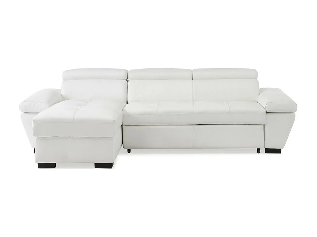 Canapé d'angle convertible en cuir JONOVA - Blanc - Angle gauche