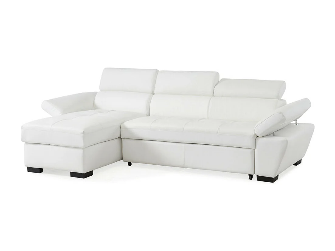Canapé d'angle convertible en cuir JONOVA - Blanc - Angle gauche