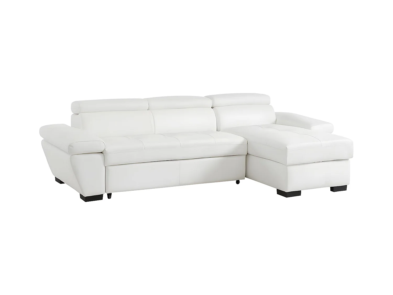 Kanapa narożna rozkładana ze skóry JONOVA - Biały - Narożnik prawostronny