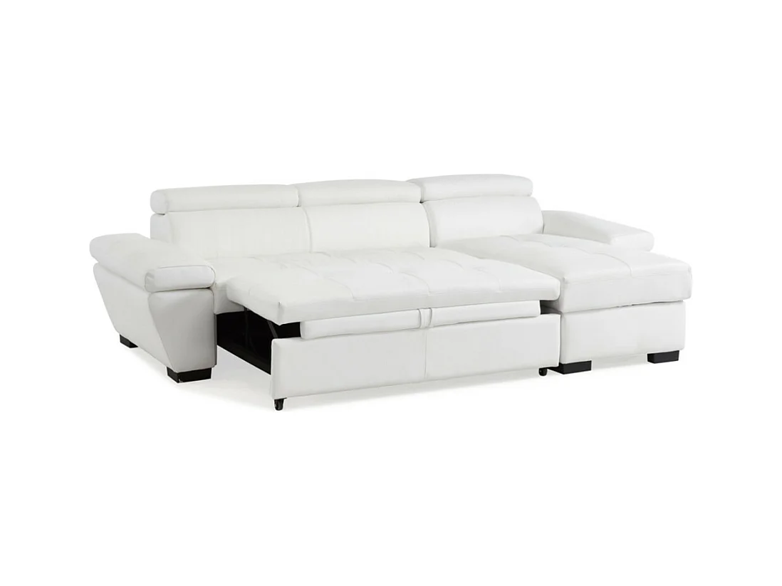 Canapé d'angle convertible en cuir JONOVA - Blanc - Angle droit