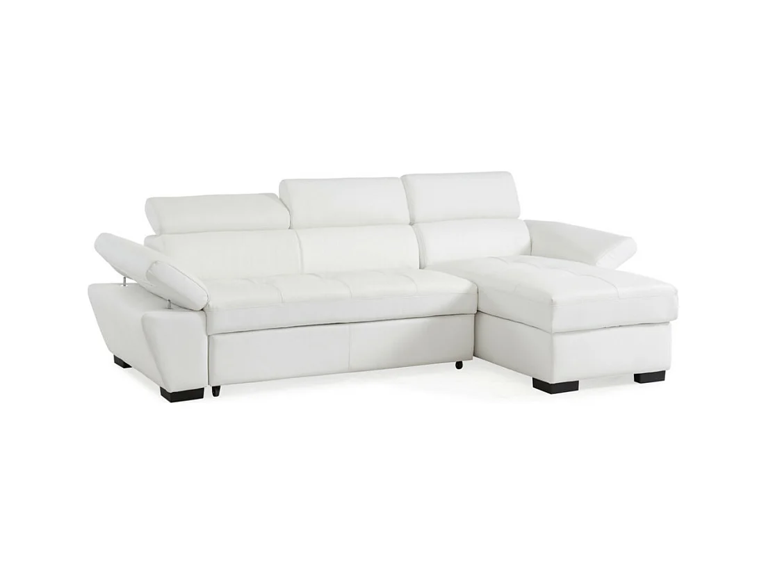 Canapé d'angle convertible en cuir JONOVA - Blanc - Angle droit