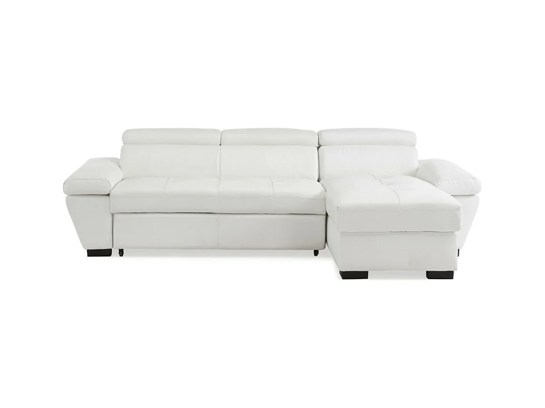 Canapé d'angle convertible en cuir JONOVA - Blanc - Angle droit