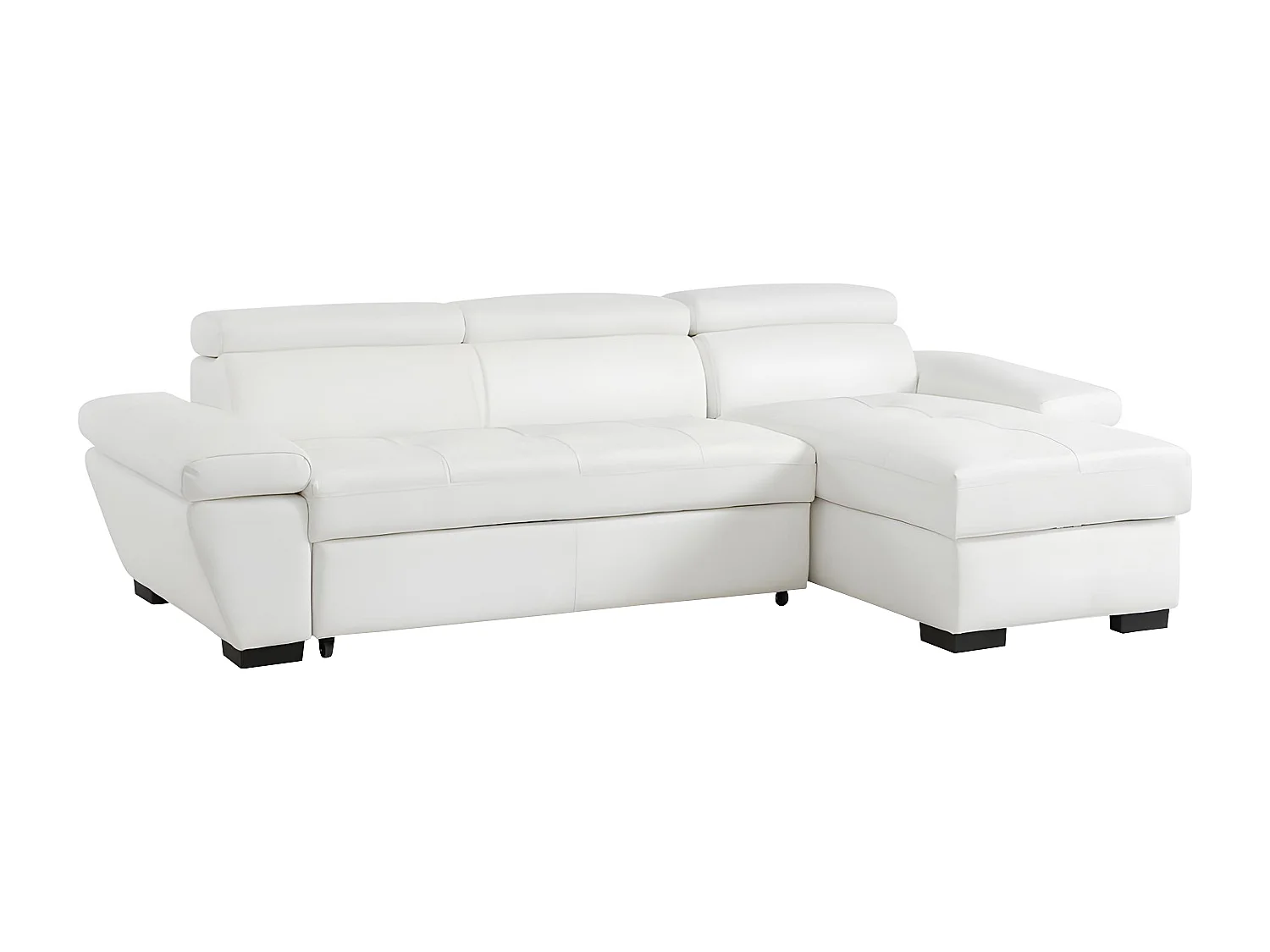 Kanapa narożna rozkładana ze skóry JONOVA - Biały - Narożnik prawostronny