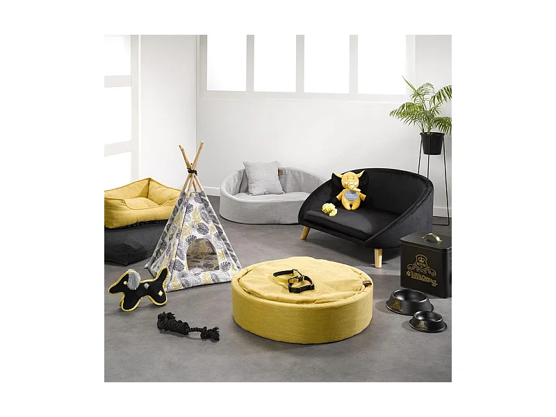 Coussin Rond pour Chien & Chat "Cosy Golden" 60cm Jaune