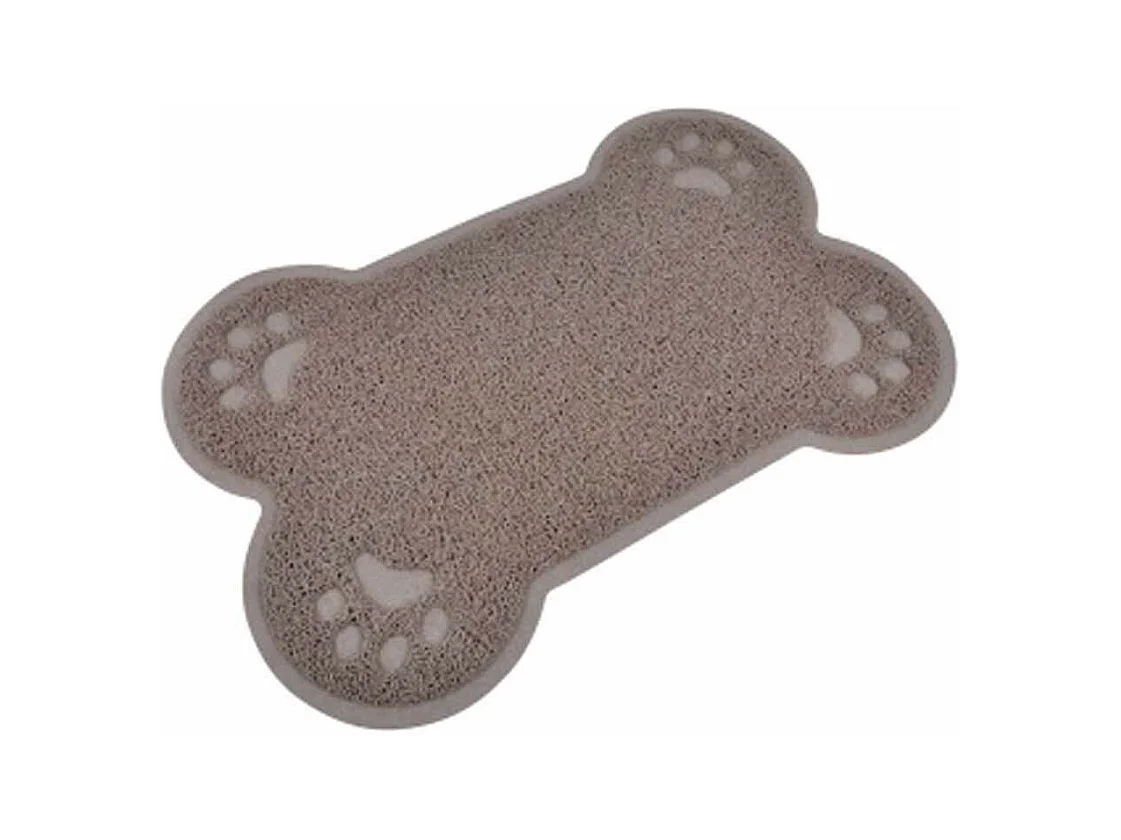 Tapis Repas pour Chien "Forme Os" 60cm Taupe
