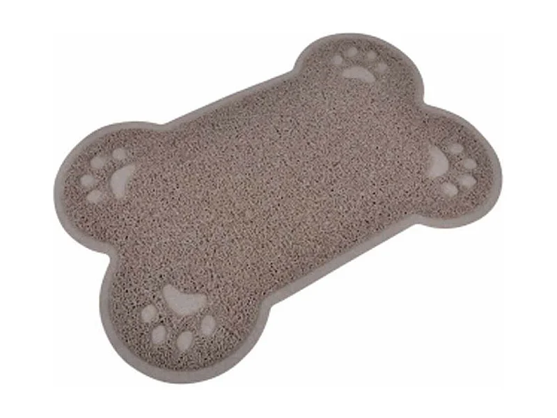 Tapis Repas pour Chien "Forme Os" 60cm Taupe