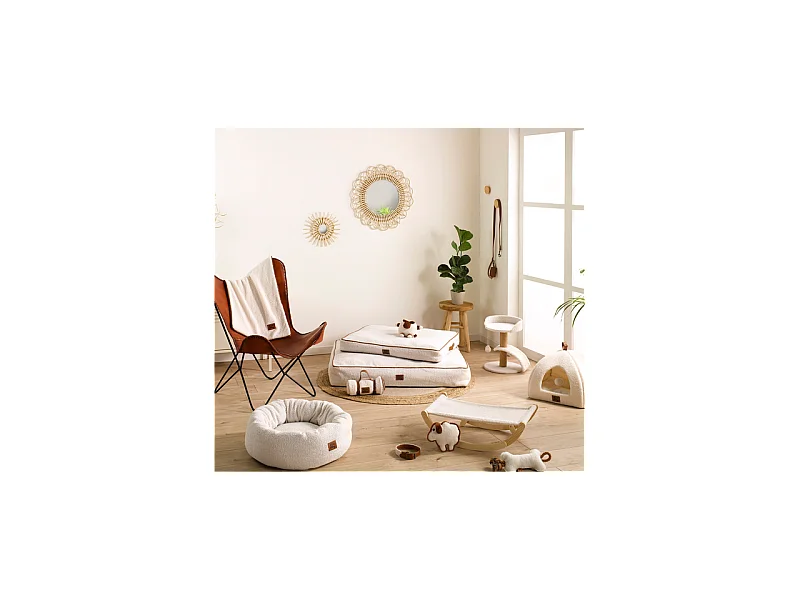 Coussin Donut pour Chien & Chat "Wooly" 55cm Écru