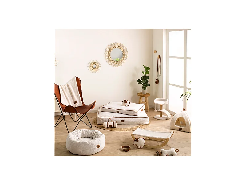 Coussin Donut pour Chien & Chat "Wooly" 55cm Écru