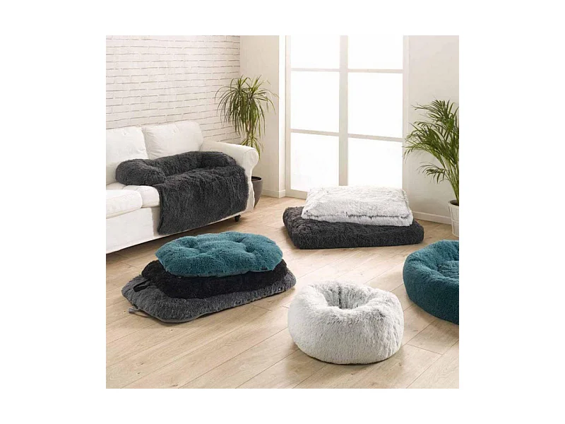 Coussin pour Chien & Chat "Fluffy" 95cm Blanc Chiné