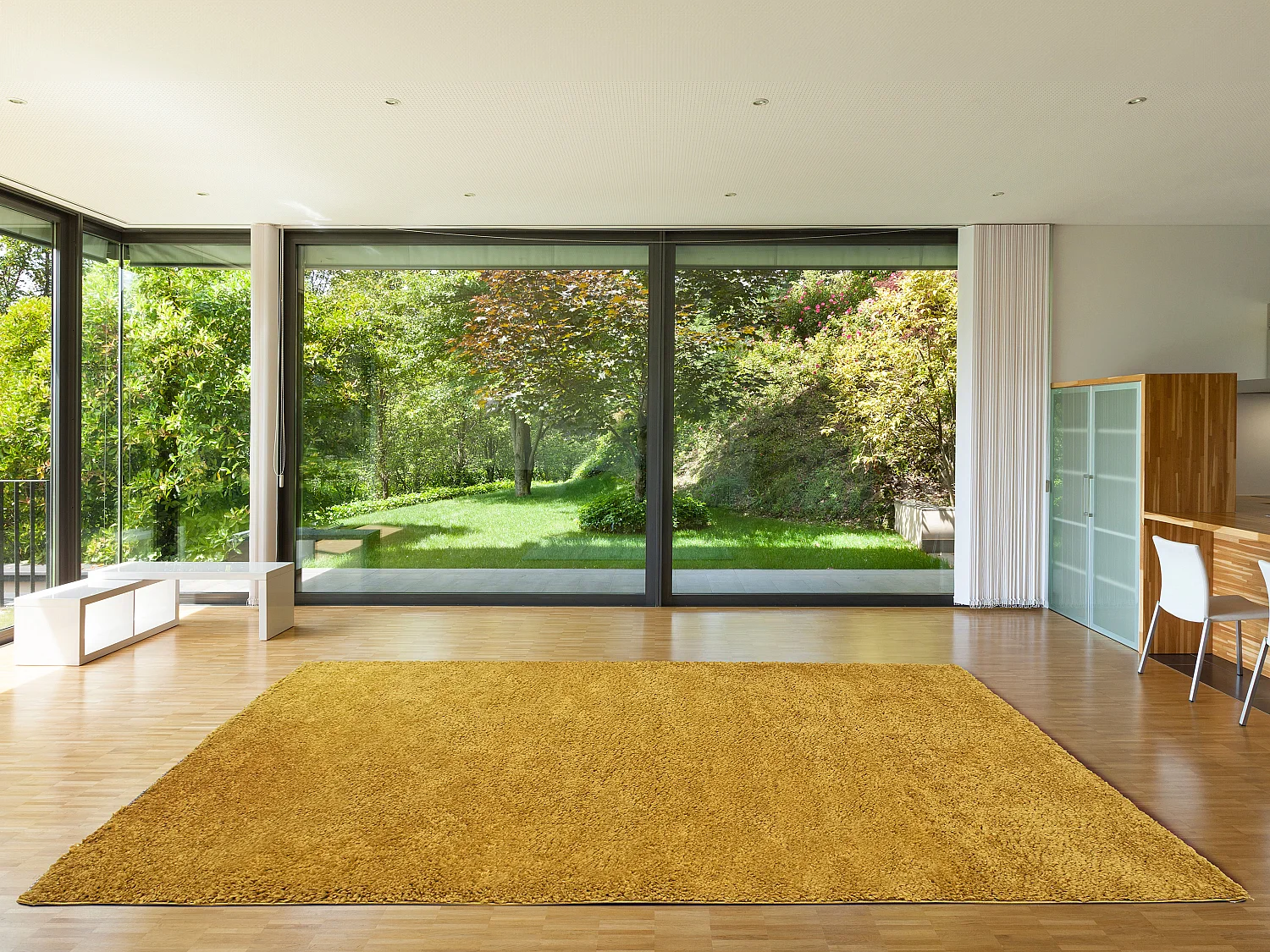 Tapis shaggy à poils longs - 160 x 230 cm - Jaune moutarde - MILINIO