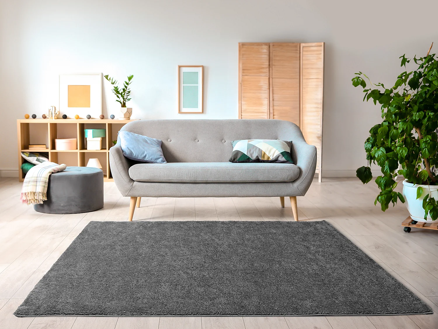 Tapis shaggy à poils longs - 200 x 300 cm - Anthracite - MILINIO