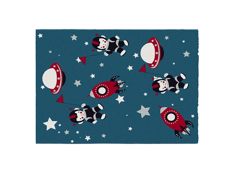 Kinderteppich mit Astronautenmotiven - Glänzendes Lurex-Finish - 120 x 170 cm - Mehrfarbig - ASTRONO