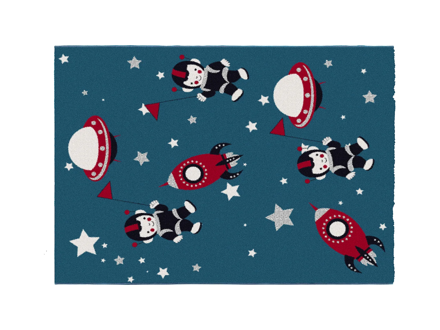 Tapis pour enfant motifs astronautes - Finition brillante lurex - 120 x 170 cm - Multicolore - ASTRONO