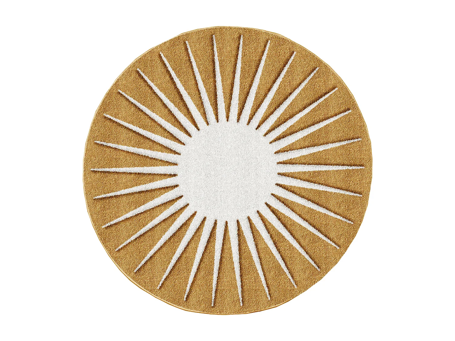 Rund relieftryggad solmatta - D.200 cm - Senapsgul och vit - LUMINIO