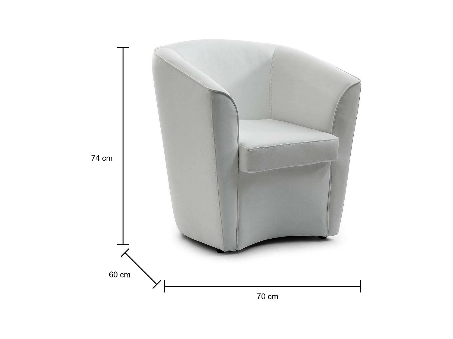 Lounge-Sessel Dabbiat, Lounge-Sessel, 100% Made in Italy, Relaxsessel aus Kunstleder, Cm 70x60h74, WeiÃŸ