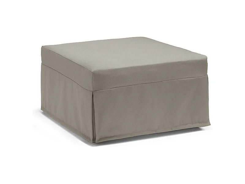 Lit pliant Dabay, Pouf transformable en lit simple, Pouf de salon en tissu, 100% Made in Italy, 80x80h45 cm, Taupe