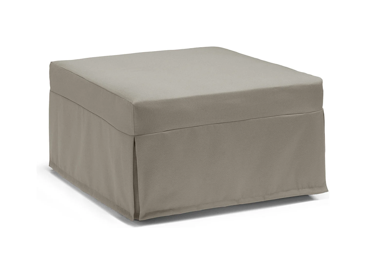 Lit pliant Dabay, Pouf transformable en lit simple, Pouf de salon en tissu, 100% Made in Italy, 80x80h45 cm, Taupe