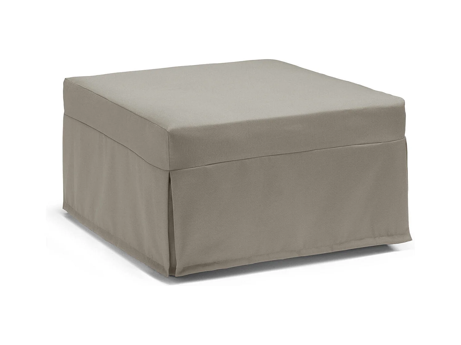 Dabay opklapbed, Poef om te bouwen tot een eenpersoonsbed, 100% Made in Italy, Poef in woonkamerstof, 80x80h45 cm, Taupe