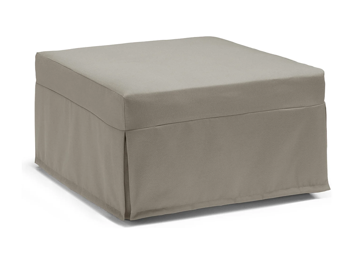 Lit pliant Dabay, Pouf transformable en lit simple, Pouf de salon en tissu, 100% Made in Italy, 80x80h45 cm, Taupe