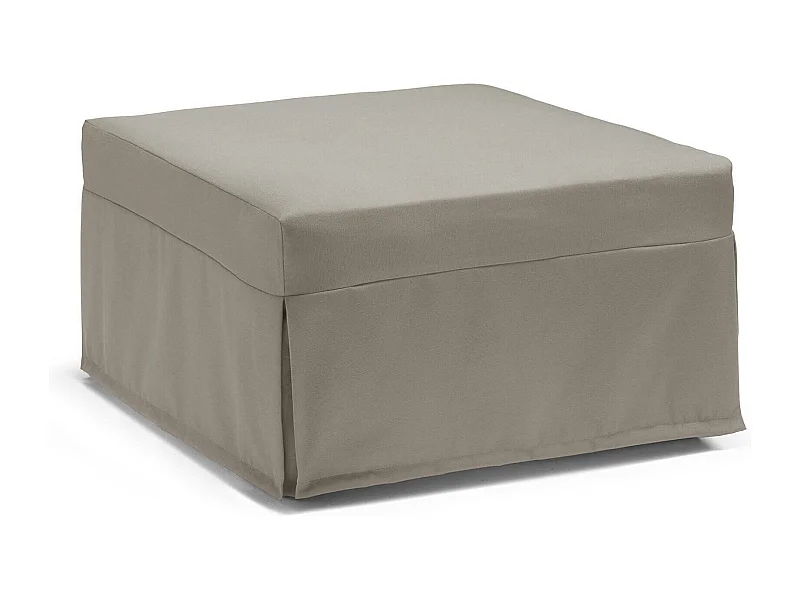 Dabay opklapbed, Poef om te bouwen tot een eenpersoonsbed, 100% Made in Italy, Poef in woonkamerstof, 80x80h45 cm, Taupe