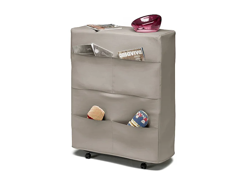 Lit pliant Damati, lit simple orthopédique et pliable, 100% Made in Italy, lit avec revêtement en éco-cuir, avec matelas 80x190 cm inclus, gris tourterelle