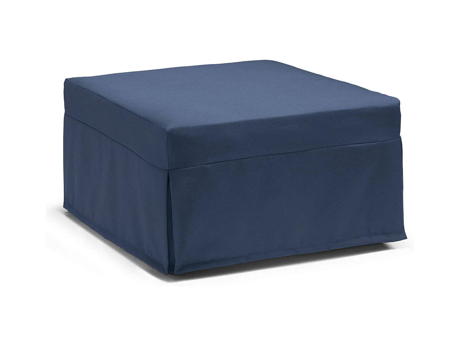 Cama plegable Dabay, Puf convertible en cama individual, 100% Made in Italy, Puf de tela para salón, Cm 80x80h45, Azul
