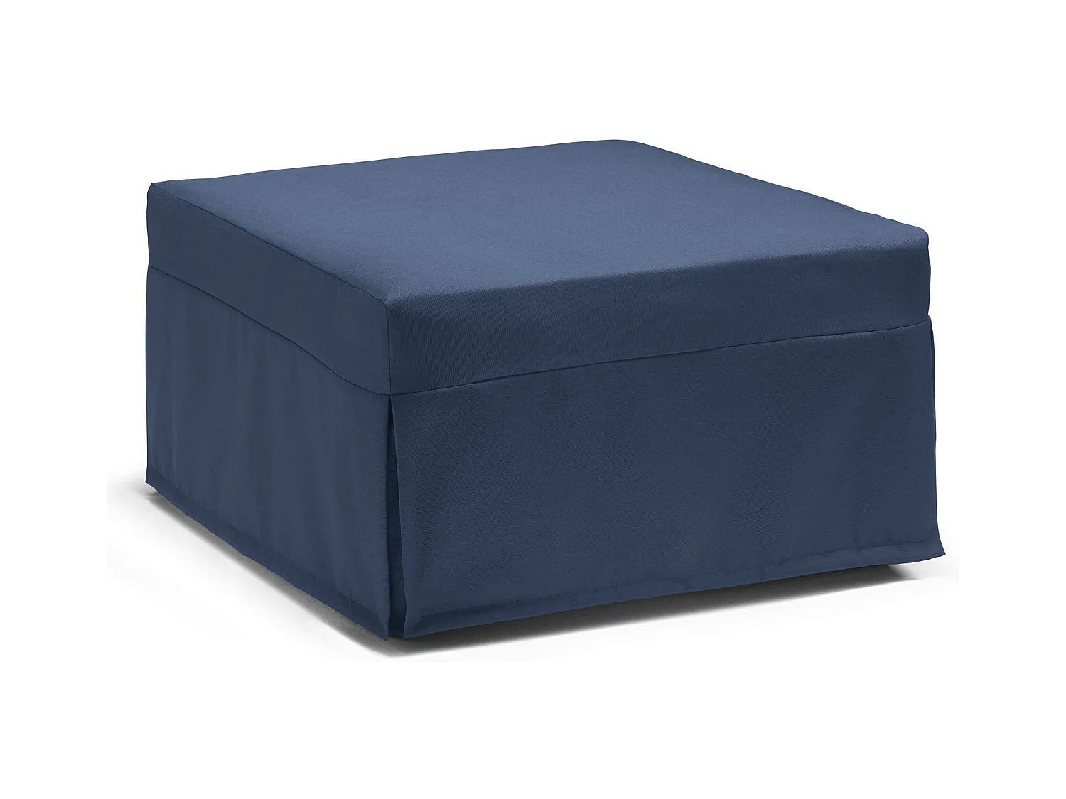 Cama plegable Dabay, Puf convertible en cama individual, 100% Made in Italy, Puf de tela para salón, Cm 80x80h45, Azul