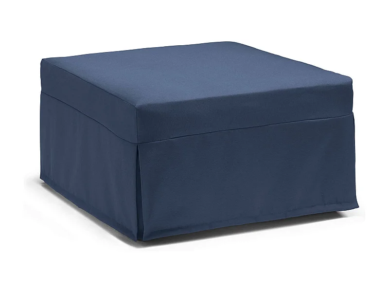 Dabay opklapbed, Poef om te bouwen tot een eenpersoonsbed, 100% Made in Italy, Poef in woonkamerstof, 80x80h45 cm, Blauw