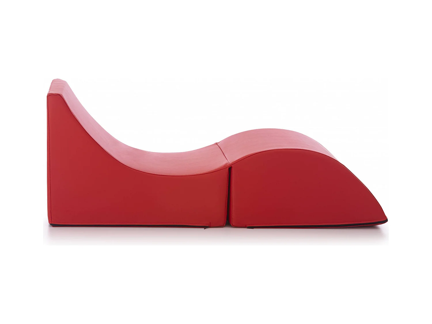 Klappbett Dabaz, Puff umwandelbar in Einzelbett, 100% Made in Italy, Puff, umwandelbar in eine Chaiselongue aus Kunstleder, Cm 130x50h50, Rot