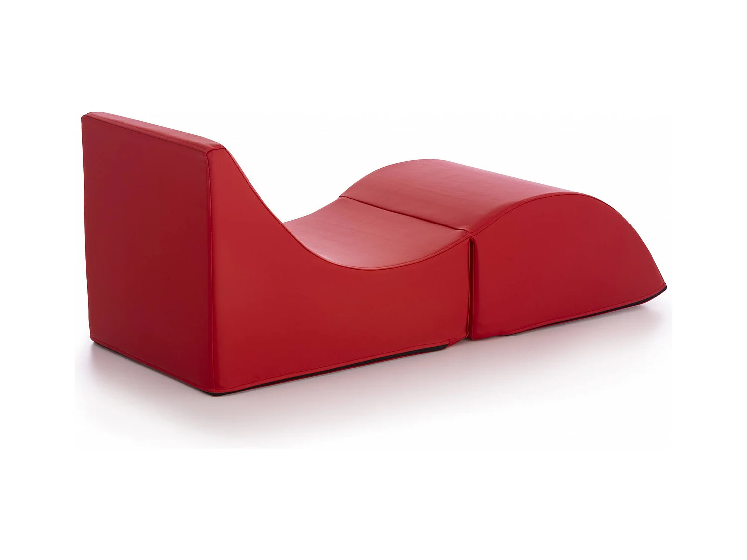 Klappbett Dabaz, Puff umwandelbar in Einzelbett, 100% Made in Italy, Puff, umwandelbar in eine Chaiselongue aus Kunstleder, Cm 130x50h50, Rot