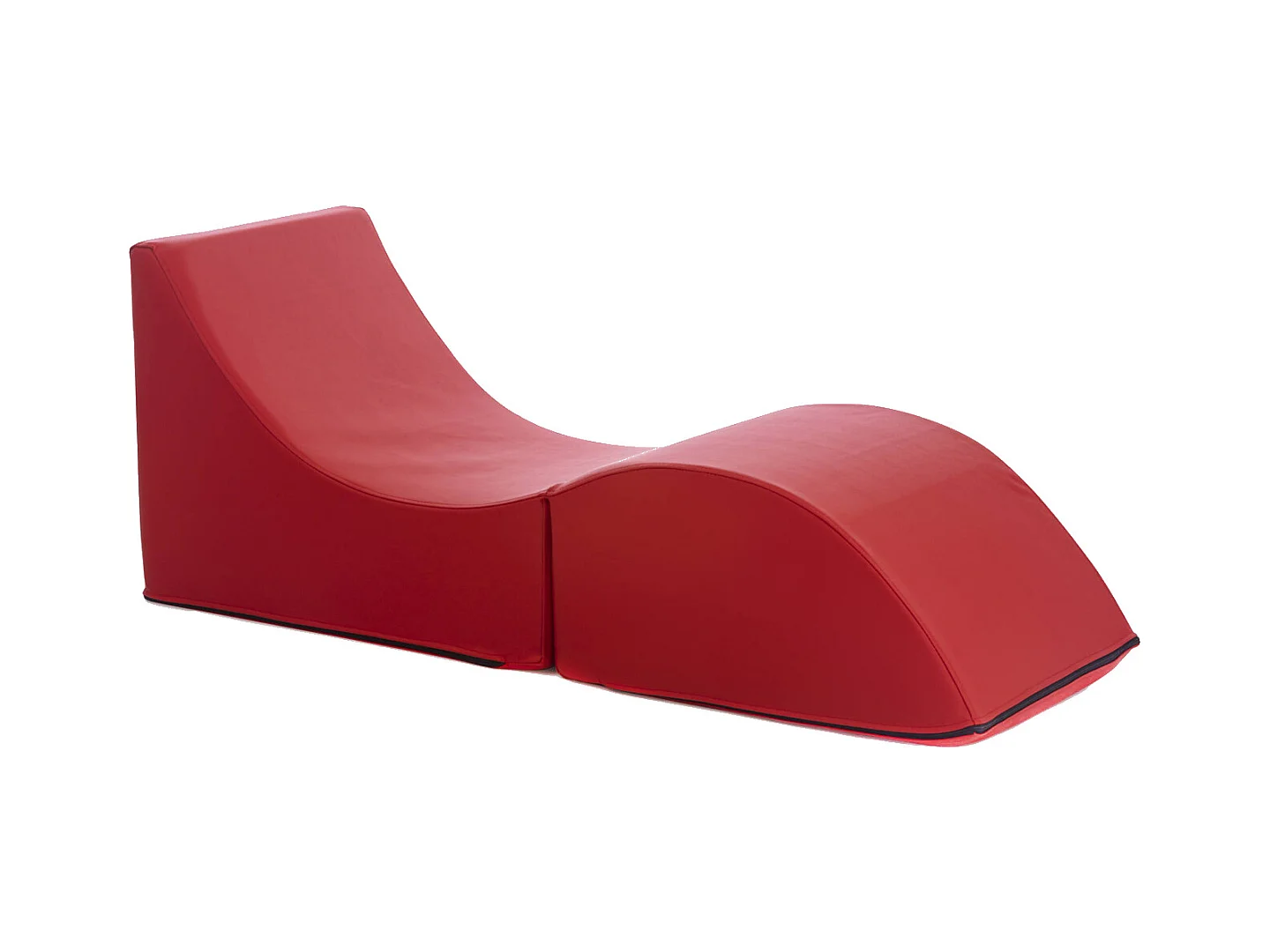 Lit pliant Dabaz, Pouf transformable en lit simple, Méridienne en éco-cuir, 100% Made in Italy, 130x50h50 cm, Rouge