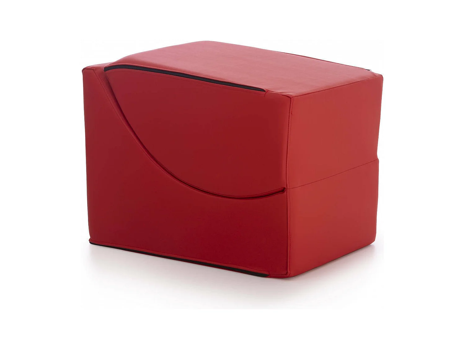 Lit pliant Dabaz, Pouf transformable en lit simple, Méridienne en éco-cuir, 100% Made in Italy, 130x50h50 cm, Rouge