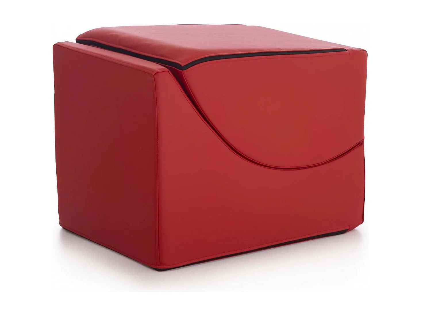 Lit pliant Dabaz, Pouf transformable en lit simple, Méridienne en éco-cuir, 100% Made in Italy, 130x50h50 cm, Rouge