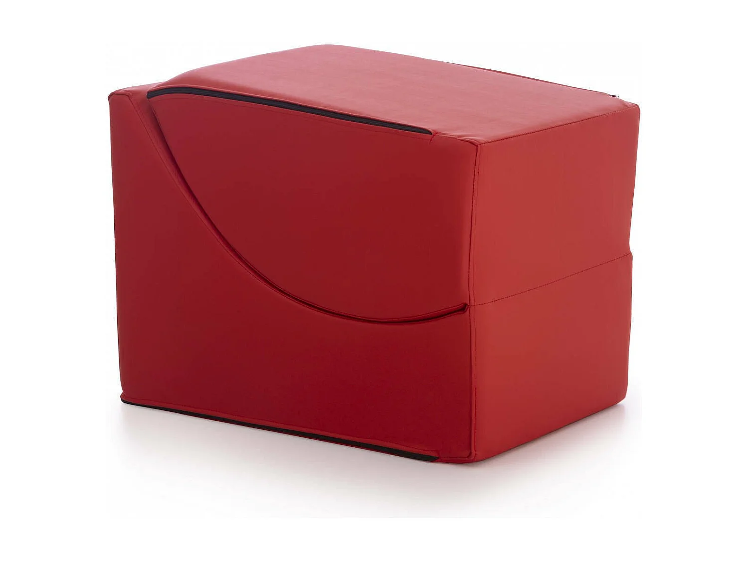 Lit pliant Dabaz, Pouf transformable en lit simple, Méridienne en éco-cuir, 100% Made in Italy, 130x50h50 cm, Rouge