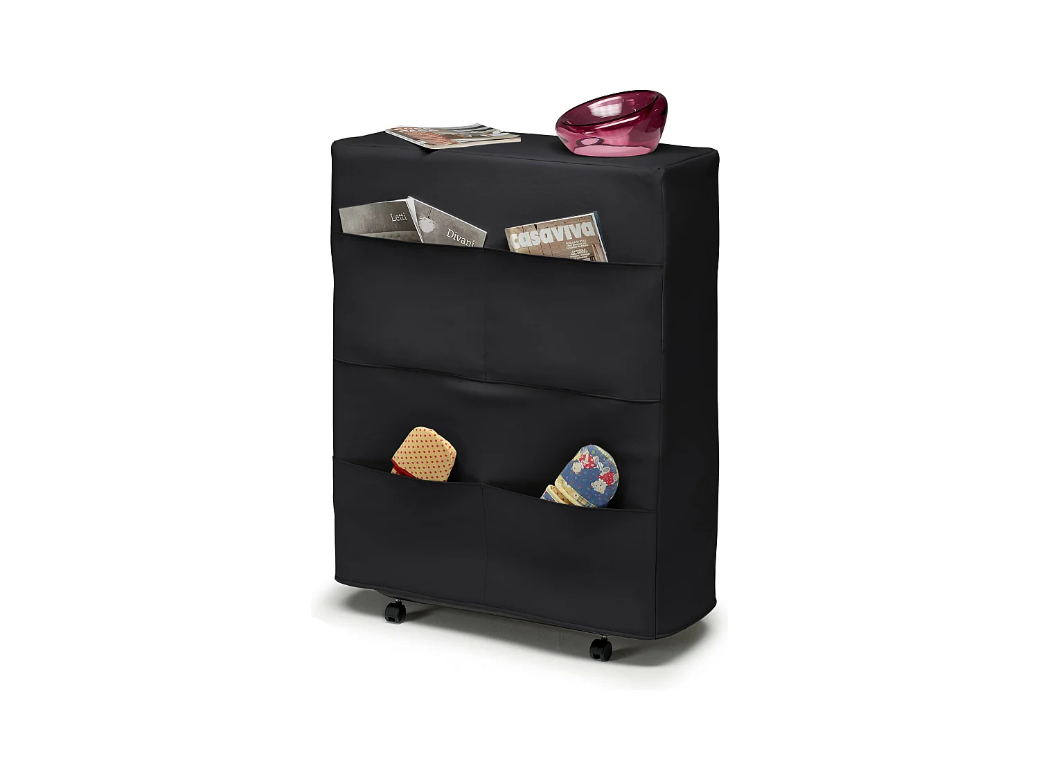 Lit pliant Damati, lit simple orthopédique et pliable, 100% Made in Italy, lit avec revêtement en éco-cuir, avec matelas 80x190 cm inclus, Noir