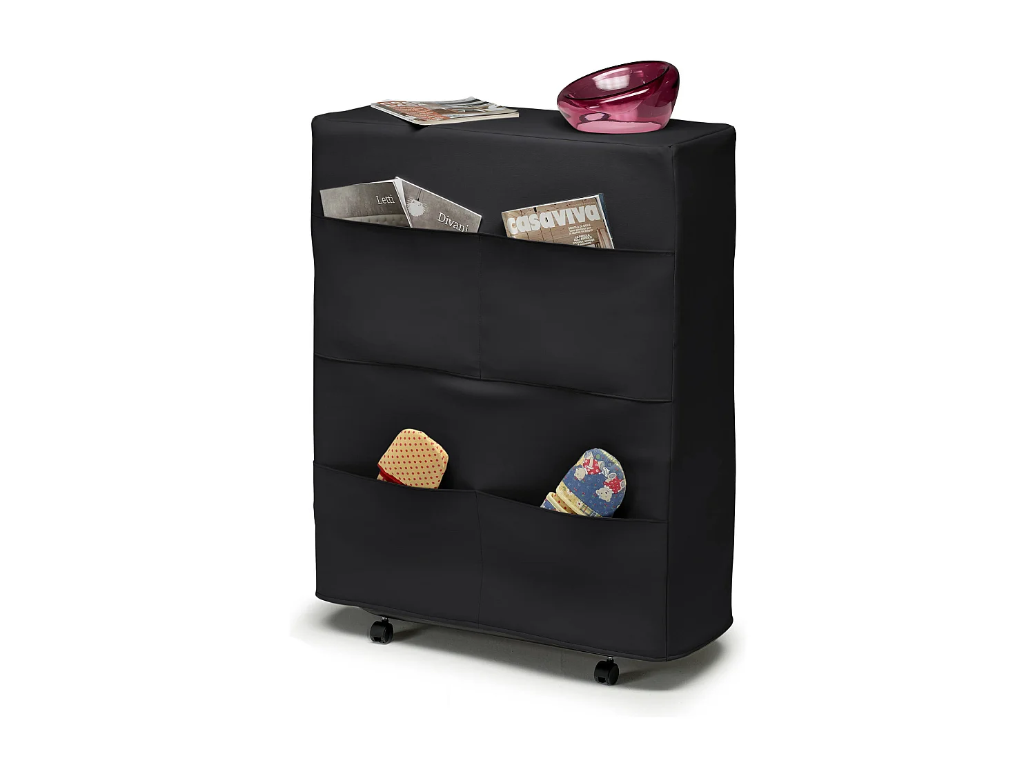 Lit pliant Damati, lit simple orthopédique et pliable, 100% Made in Italy, lit avec revêtement en éco-cuir, avec matelas 80x190 cm inclus, Noir