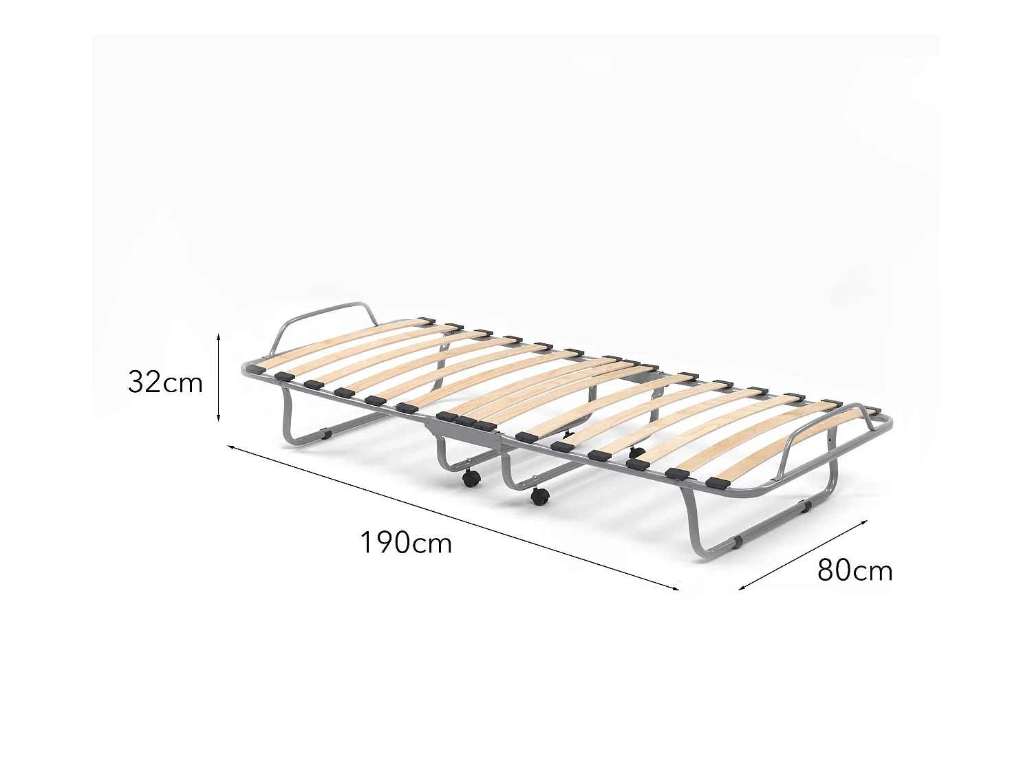 Lit pliant Damati, lit simple orthopédique et pliable, 100% Made in Italy, lit avec revêtement en éco-cuir, avec matelas 80x190 cm inclus, Blanc