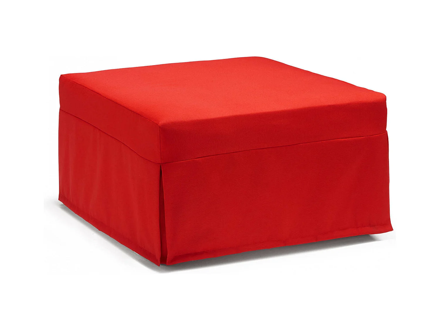 Lit pliant Dabay, Pouf transformable en lit simple, Pouf de salon en tissu, 100% Made in Italy, 80x80h45 cm, Rouge