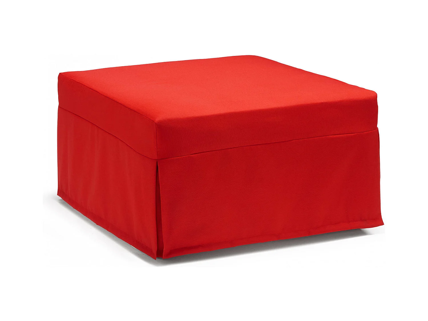 Lit pliant Dabay, Pouf transformable en lit simple, Pouf de salon en tissu, 100% Made in Italy, 80x80h45 cm, Rouge