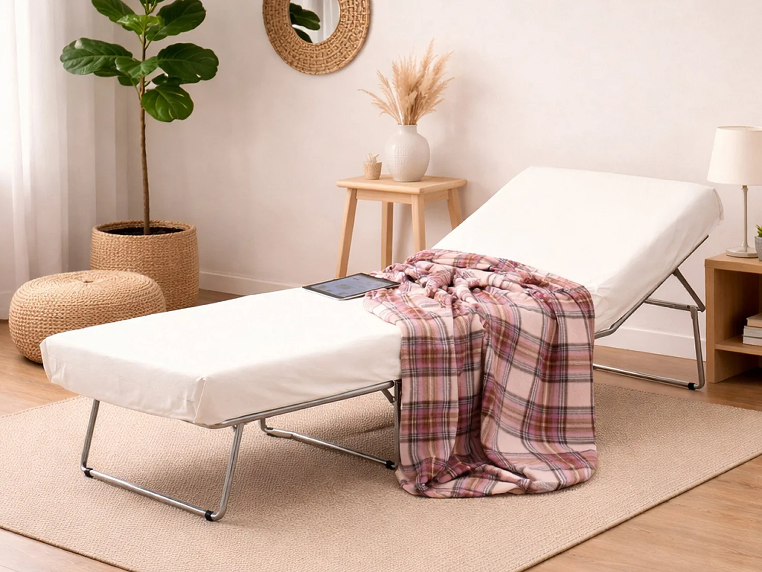 Dabay opklapbed, Poef om te bouwen tot een eenpersoonsbed, 100% Made in Italy, Poef in woonkamerstof, 80x80h45 cm, Grijs
