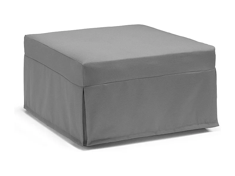 Lit pliant Dabay, Pouf tranformable en lit imple, Pouf de alon en tiu, 100% Made in Italy, 80x80h45 cm, Gri