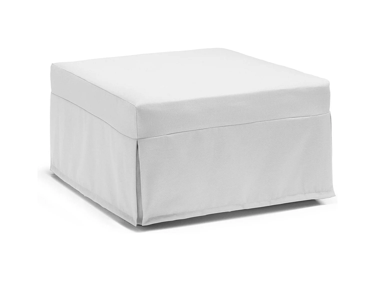 Lit pliant Dabay, Pouf transformable en lit simple, Pouf de salon en tissu, 100% Made in Italy, 80x80h45 cm, Blanc