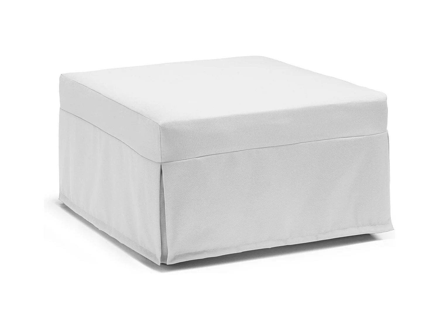 Lit pliant Dabay, Pouf transformable en lit simple, Pouf de salon en tissu, 100% Made in Italy, 80x80h45 cm, Blanc