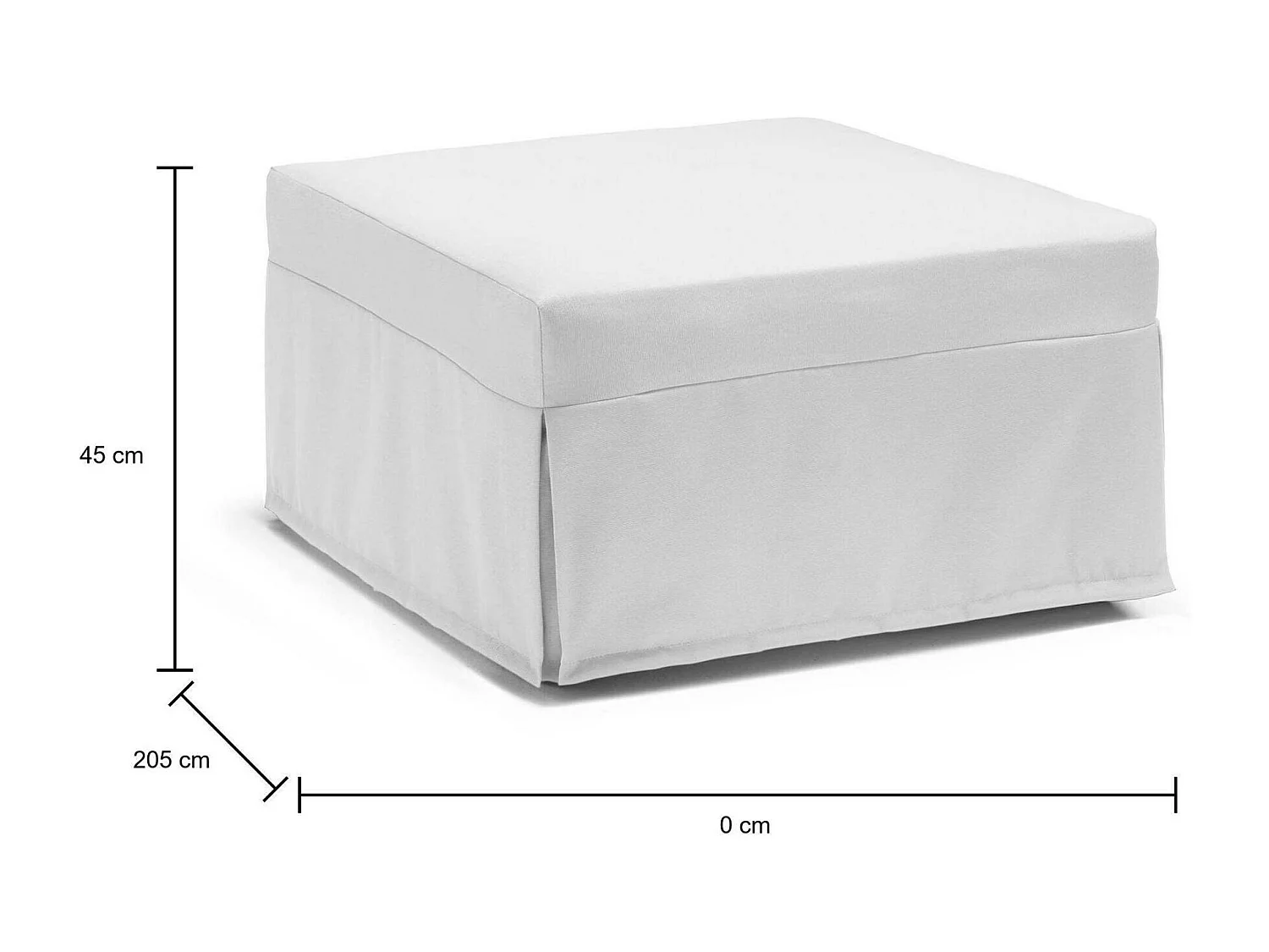 Lit pliant Dabay, Pouf transformable en lit simple, Pouf de salon en tissu, 100% Made in Italy, 80x80h45 cm, Blanc