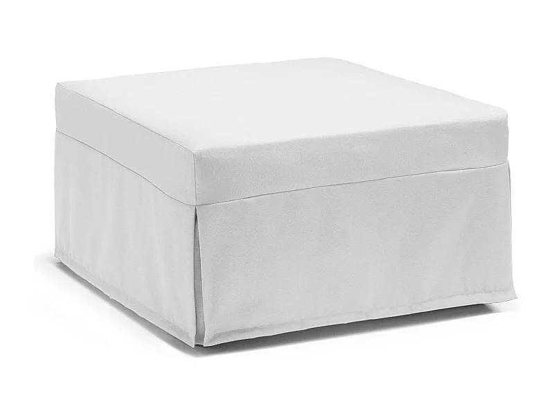 Lit pliant Dabay, Pouf transformable en lit simple, Pouf de salon en tissu, 100% Made in Italy, 80x80h45 cm, Blanc