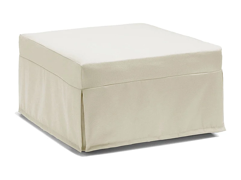 Cama plegable Dabay, Puf convertible en cama individual, 100% Made in Italy, Puf de tela para salón, Cm 80x80h45, Crema
